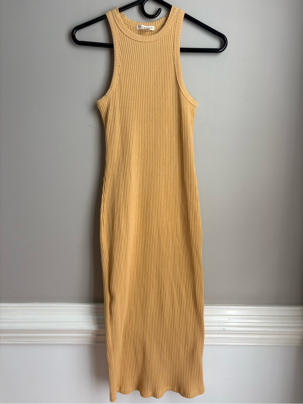 Billabong Ribbed Tank Midi Dress in Mustard Yellow